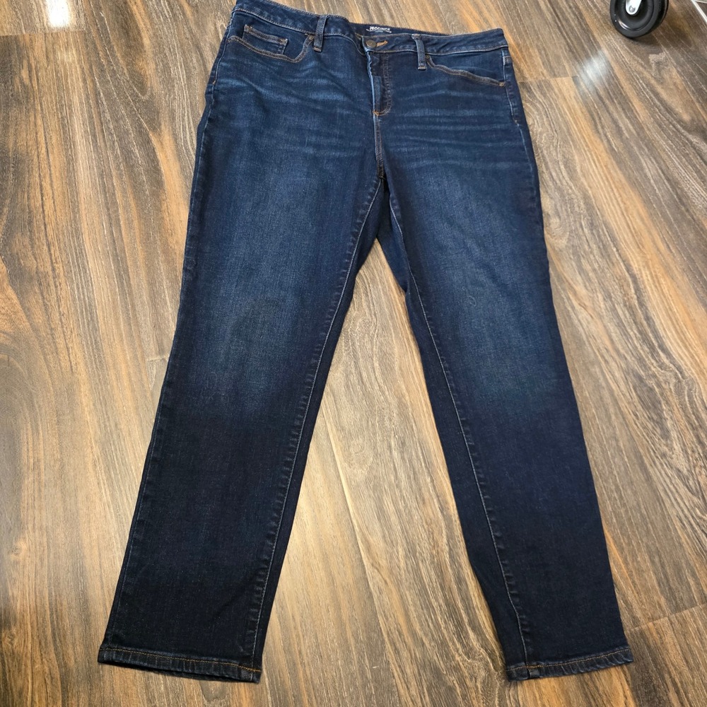 Chicos Dark Wash Denim Jeggings Womens Size 12P Petite Stretch Slim Blue Pants